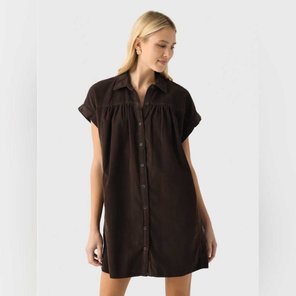 Anthropologie VELVET
MACIE DRESS Shirt dress Mini Green Bark Button-Up Dress NWT - Picture 2 of 15